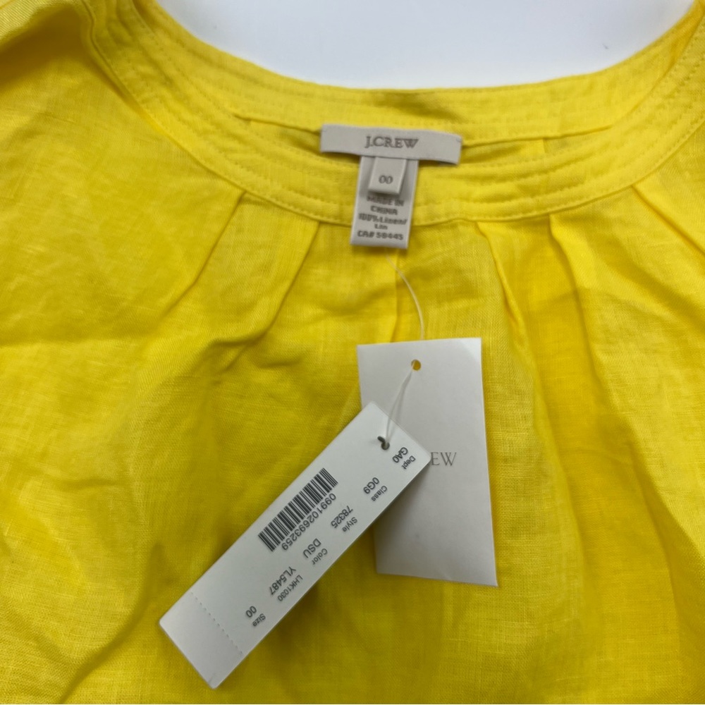 j.Crew women’s yellow linen long sleeve NWT shirt 00 L20-25 - Picture 3 of 5